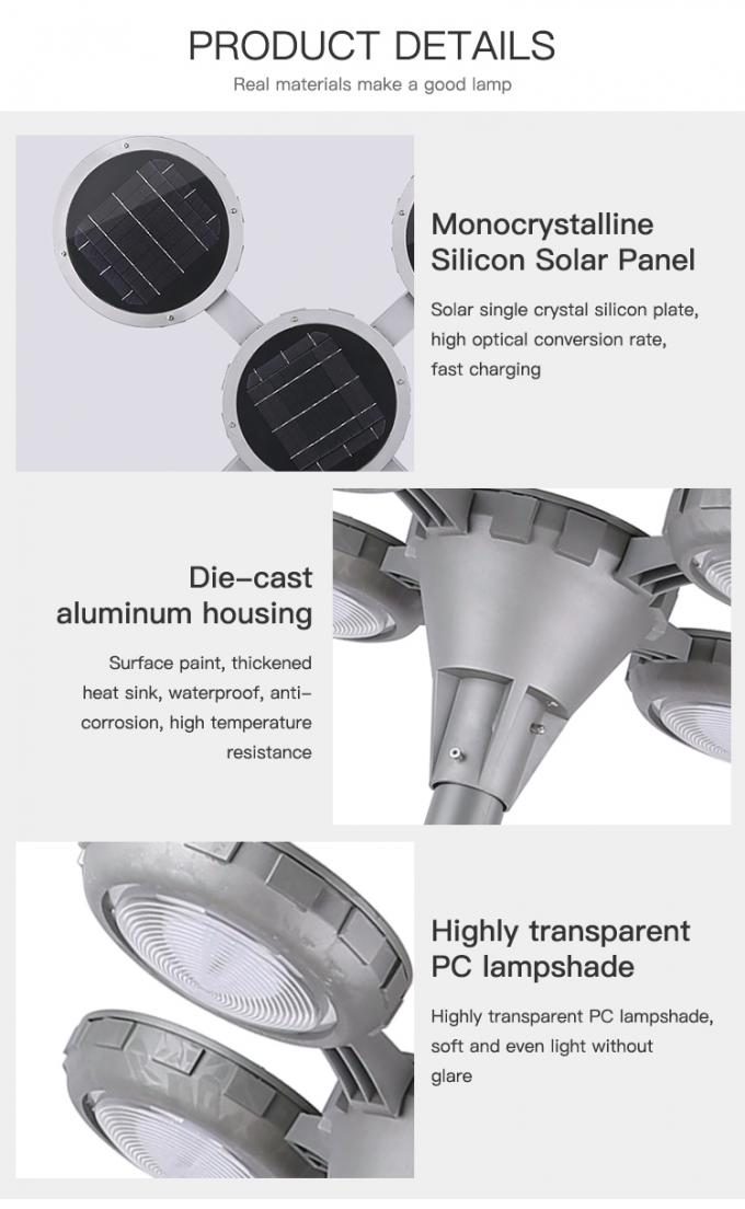 Wasserdichtes warmes weißes Aluminium der Beleuchtung IP65 der hohen Helligkeit führte im Freien Solargartenlampe