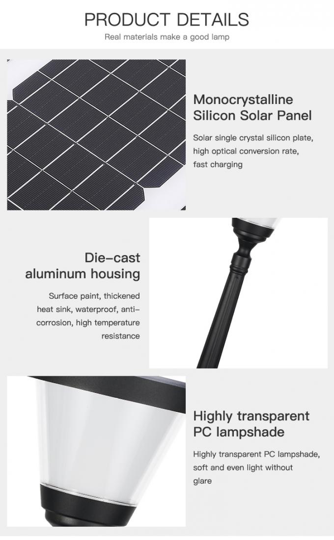Heißer Verkauf wasserdichte LED helle Aluminiumsolardrei hört Hofgartenlicht